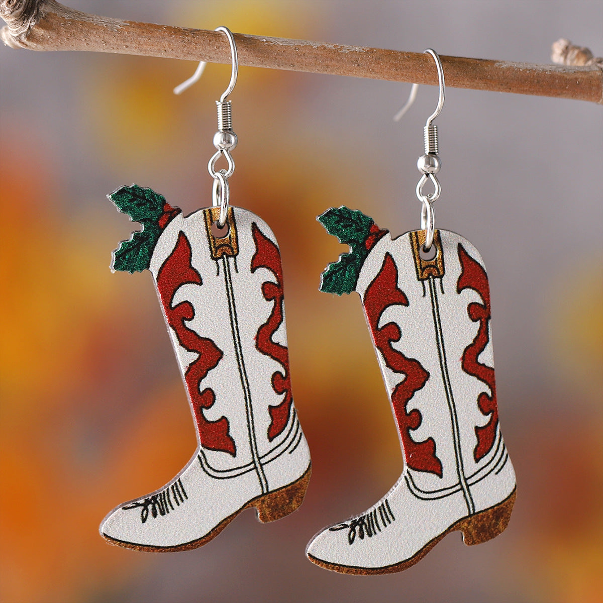 Wholesale Pink Denim Hat Cowboy Boots Pendant Earrings